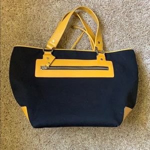SALE! Kate Spade Canvas Black/Yellow Leather Tote